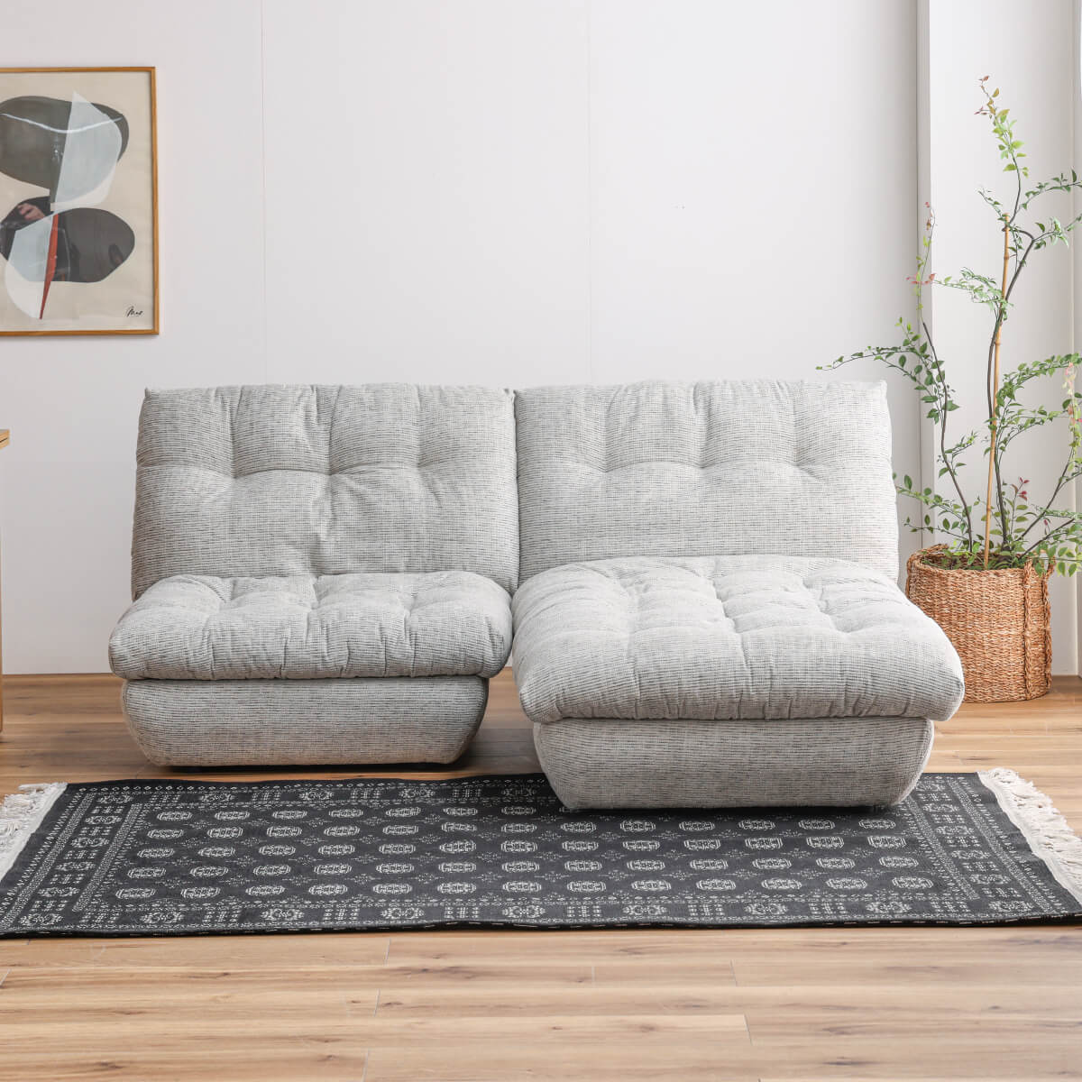 OUTLET】ポフナ カウチソファ シルバーホワイト｜家具・インテリア通販