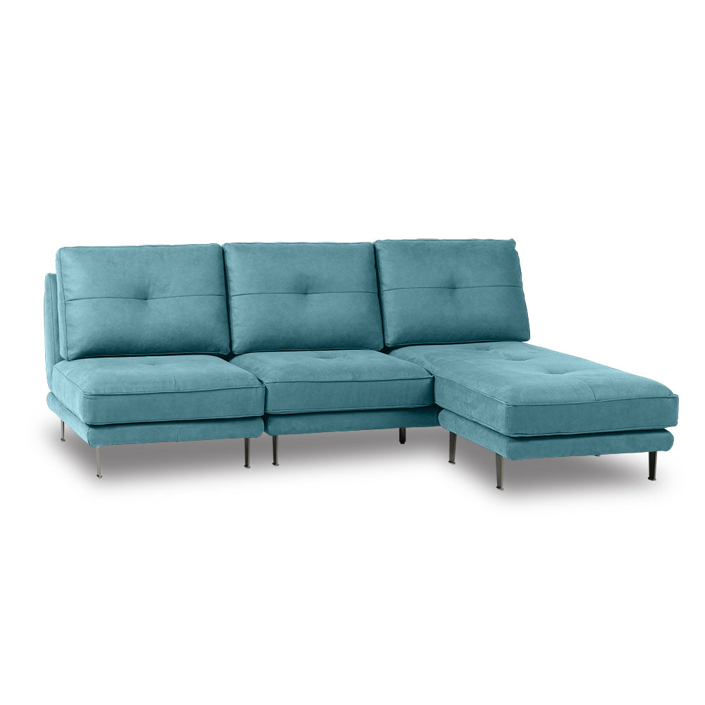 恵⚠️コーデュロイカウチソファ 161cm ミントブルー オットマン付きコンパクトソファ幅161cm コーデュロイ ミントブルー