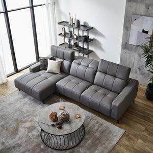 高密度ウレタンフォームを使用することで、座面も沈み込まずしっかりとした座り心地を実現。 #SILT21 スノーホワイト（シルキーレザーテックス） #右カウチ