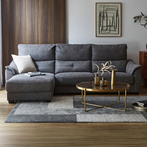 どのようなインテリアにも合わせやすい、シンプルで洗練された雰囲気のカウチソファです。 #LT01 キャメル（レザーテックス アニリン）