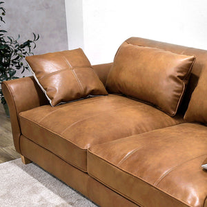 付属しているクッションは、背クッションだけではなく横になる際の枕としてもご使用いただけます。 #LT01 キャメル（レザーテックス アニリン）