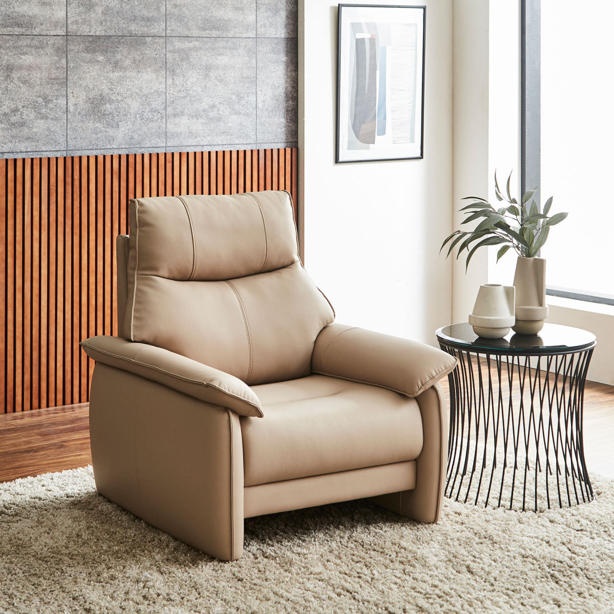 ルーシェ 1人掛けソファ 幅82cm ファインレザーテックス