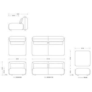 ミウム ソファ オットマン #オレンジ