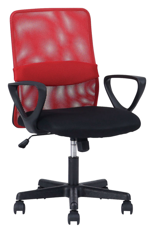 ランバーメッシュ オフィスチェア 肘付 #レッド