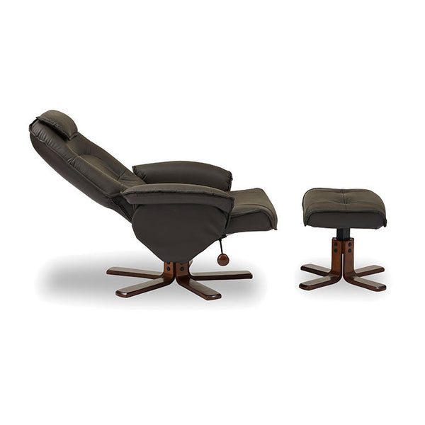 パレル リクライナー 本革 合成皮革 #ダークブラウン