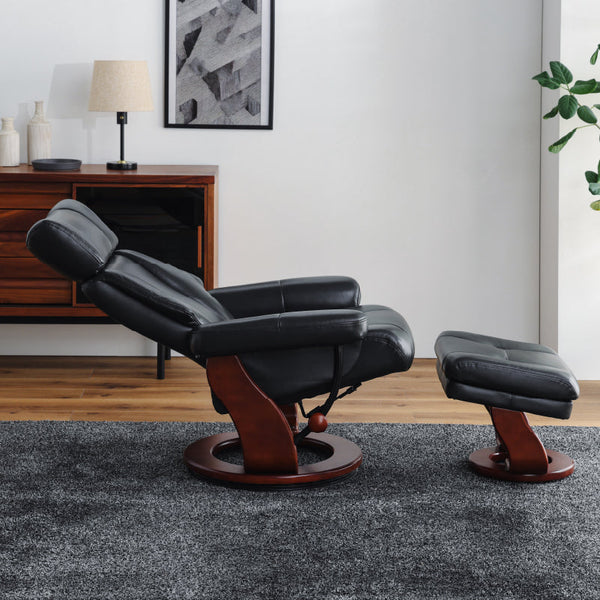 アニータ リクライニングチェア 本革 リクライニング130度 回転式 収納付 #ルビーレッド