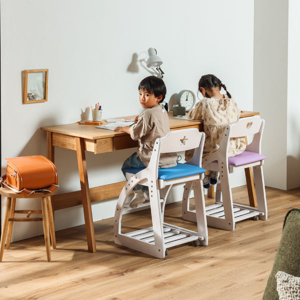 アリエル⑤ 学習チェア キャスターロック ランドセル収納 高さ調節可能 #背♡ / 座ピンク