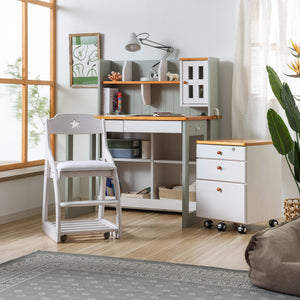 アリエル⑤ 学習チェア キャスターロック ランドセル収納 高さ調節可能 #背♡ / 座ピンク