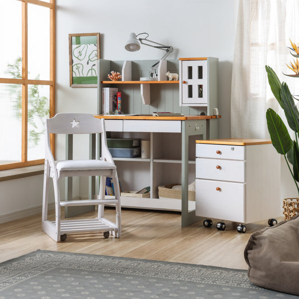 アリエル⑤ 学習チェア キャスターロック ランドセル収納 高さ調節可能 #背♡ / 座ピンク