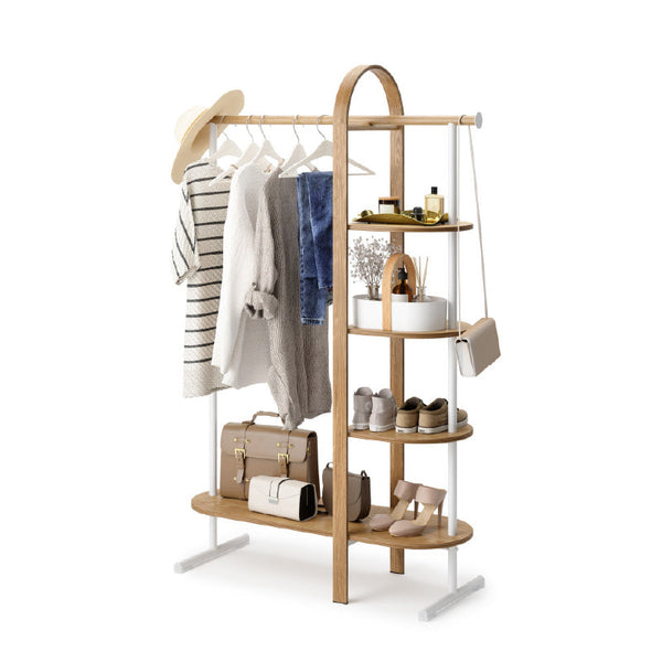 ◆ ベルウッド ガーメントラック 幅106cm アンブラ Umbra #ナチュラル × ホワイト #5段