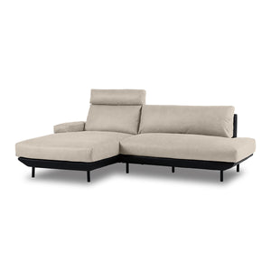 ※ヘッドレストとアームレストは別売りです。 #PLT111 プラチナグレー×ET82 ロイヤルブラック（プライムレザーテックス） #右カウチ