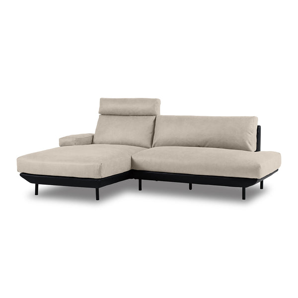 ※ヘッドレストとアームレストは別売りです。 #PLT111 プラチナグレー×ET82 ロイヤルブラック（プライムレザーテックス） #右カウチ