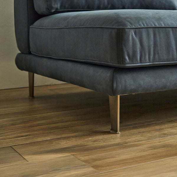 マリエッタ　カウチソファ　幅219cm #PLT101 ブルースター（プライムレザーテックス）