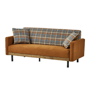 ラモーン 2.5人掛けソファ 幅170㎝ #背：チェック×座：キャメル