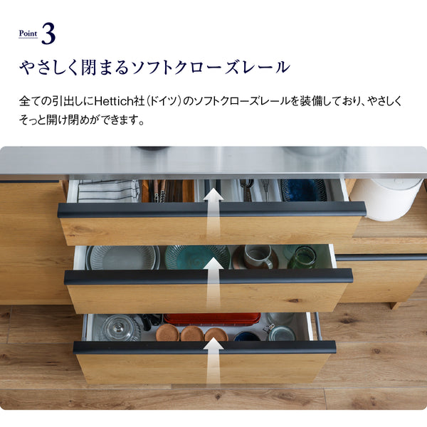 オウルⅢ ダイニングボードセット 幅70cm 開き扉+引き出しタイプ #ウォールナット