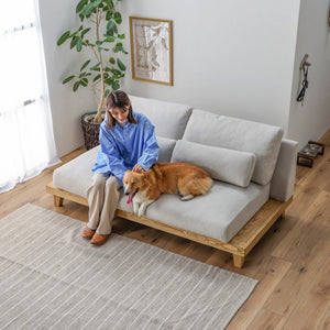 フラッフィル 3人掛けソファ 幅184cm スロープ付 ペット対応 カバーリング #ストーンホワイト