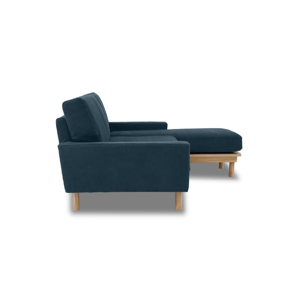 ルノ　カウチソファ　幅200cm #PLT101 ブルースター（プライムレザーテックス）