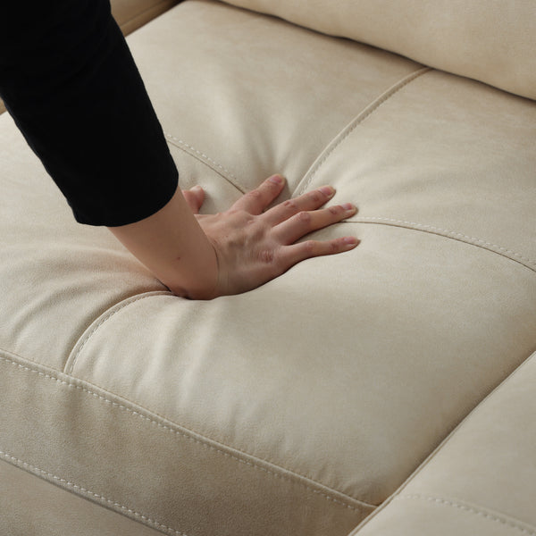 ソラン　カウチソファ　幅189cm #SLT11 アーモンドブラウン（スーパーレザーテックス）