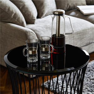 ガラス天板のエッジはカットすることで天板が立体的に見え、高級感を演出します。 #ブラック