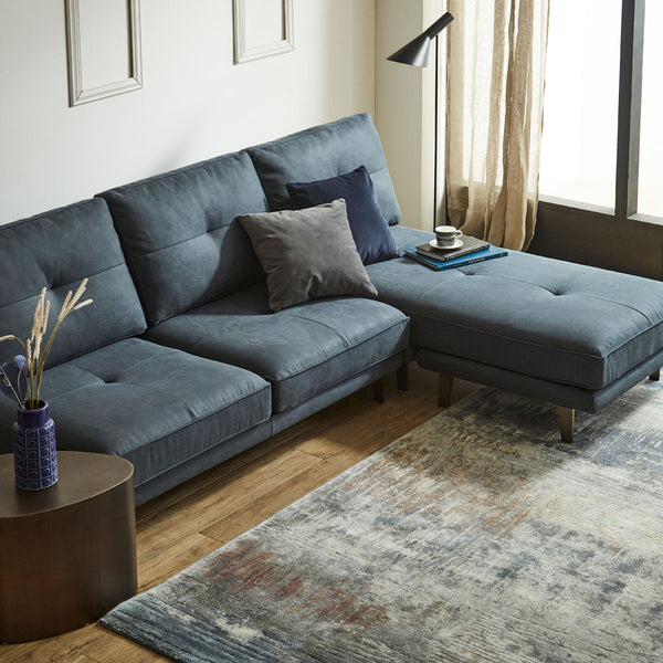 コンパクトでありながら広々とした座面を提供し、どんなお部屋にもフィットします。 #PLT101 ブルースター（プライムレザーテックス）