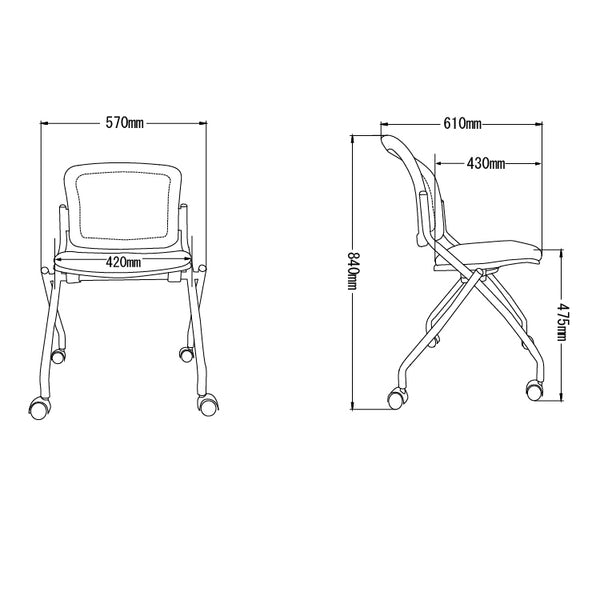 ベンⅢ ミーティング チェア 肘なし #オレンジ #肘なし