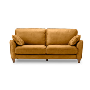 コロンバスⅡ　3人掛けソファ　幅185cm #LT01 キャメル（レザーテックス アニリン） #木脚