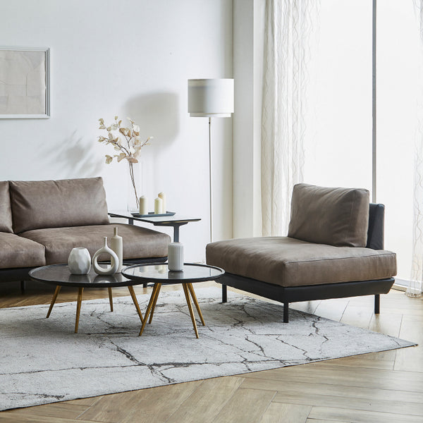 コスターナ　1人掛けソファ　幅90cm #PLT112 ヨーロピアングレー×ET82 ロイヤルブラック（プライムレザーテックス）