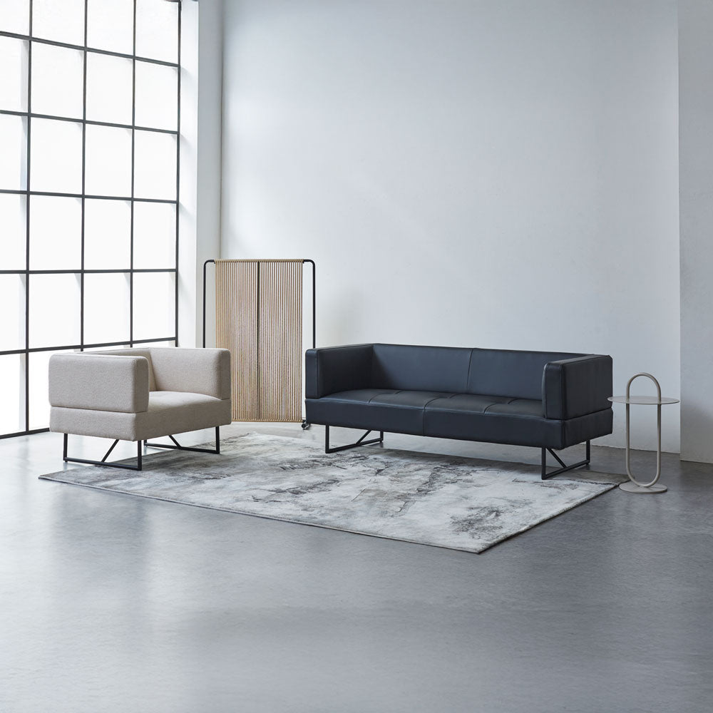 M108 3人掛けソファ ブラック 幅1790mm 3人掛けソファ カウチソファ 幅182㎝ ブラック 合皮 オットマン付き 3P