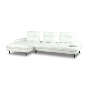 アレクス　カウチソファ　幅281cm #SILT21 スノーホワイト（シルキーレザーテックス） #右カウチ