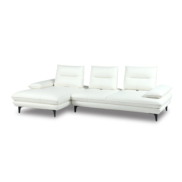 アレクス　カウチソファ　幅281cm #SILT21 スノーホワイト（シルキーレザーテックス） #右カウチ