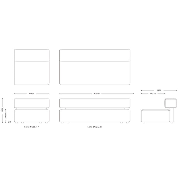 ウィムス 1人掛けソファ 幅90㎝ #グレーミックス