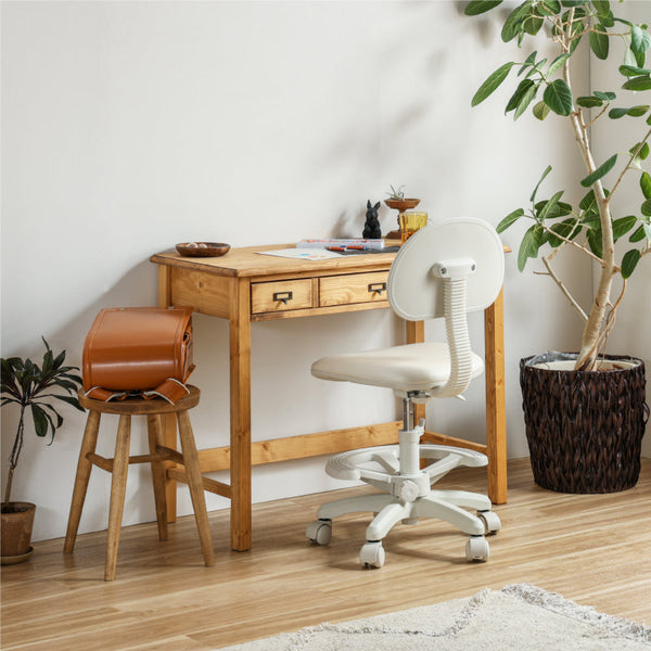 ミオル④ 学習チェア 座面高さ調整 背もたれ調整可能 #ファブリック ピンク #キャスターロックあり