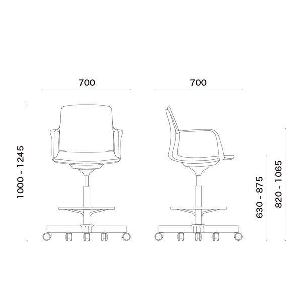 デミ オフィスチェア カウンターチェアタイプ #ブラックフレーム / ブラック