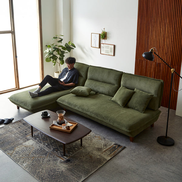 コンバ 2.5人掛けソファ 背もたれ可動 クッション付 #グリーン