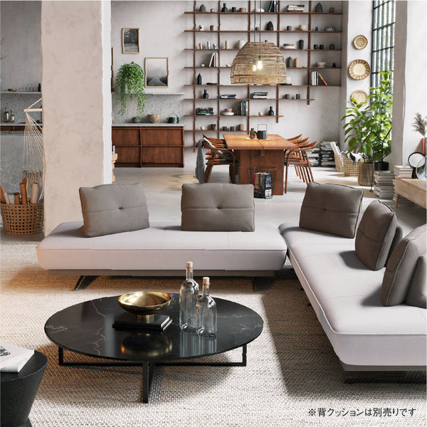 アルフレード　3人掛けソファ幅195cm　ベースカラー #プラチナグレー×ヨーロピアングレー #プライム レザーテックス