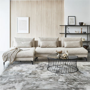 ３人掛けソファ＋シェーズの組み合わせ #PLT111 プラチナグレー（プライムレザーテックス）