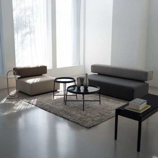 ファブリックのコンビネーションが空間にアクセントをもたらします。 #グレーミックス