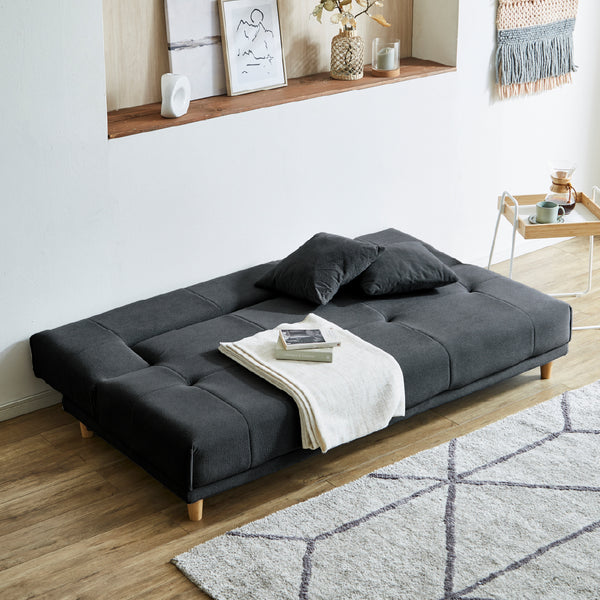 アーク ソファベッド 幅184cm リクライニング クッション付 ファブリック #ブルー