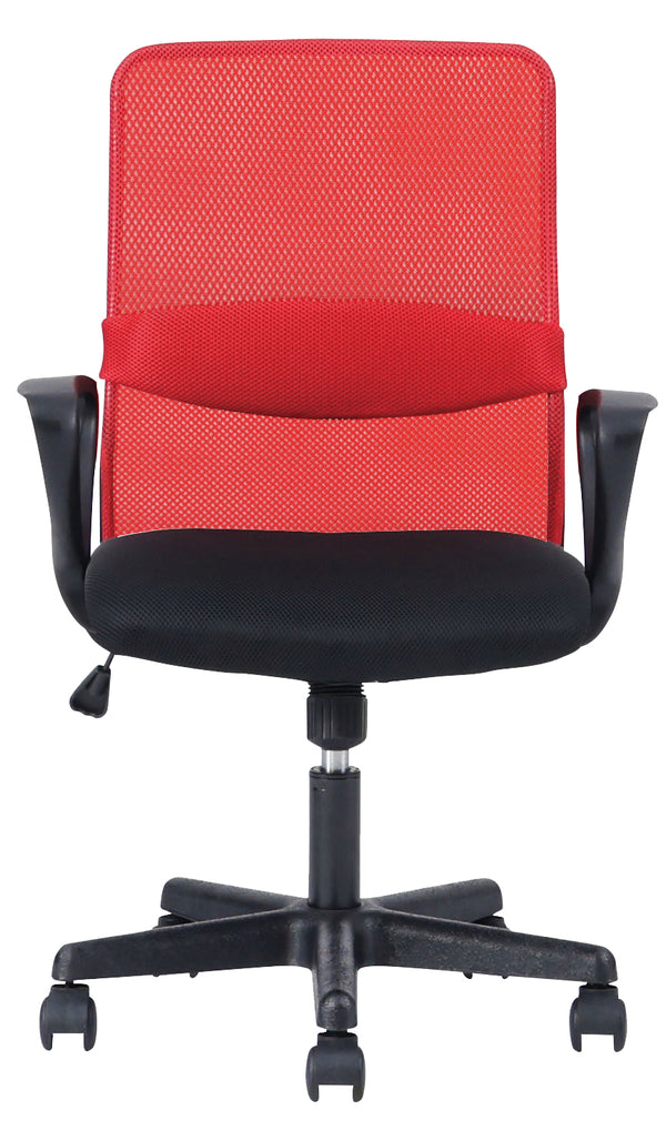 ランバーメッシュ オフィスチェア 肘付 #レッド