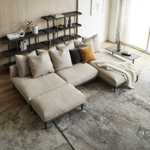 自由なくつろぎを叶えるソファ「ロベルディ」 #PLT111 プラチナグレー（プライムレザーテックス）