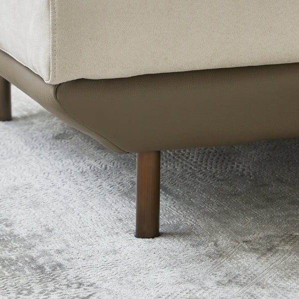 コスターナ　オットマン　ブロンズゴールド脚 #PLT111 プラチナグレー×FLT02 シャドーグレージュ