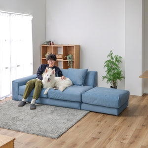 トビ― 右肘2.5人掛け オットマンセット #モスグリーン #右肘