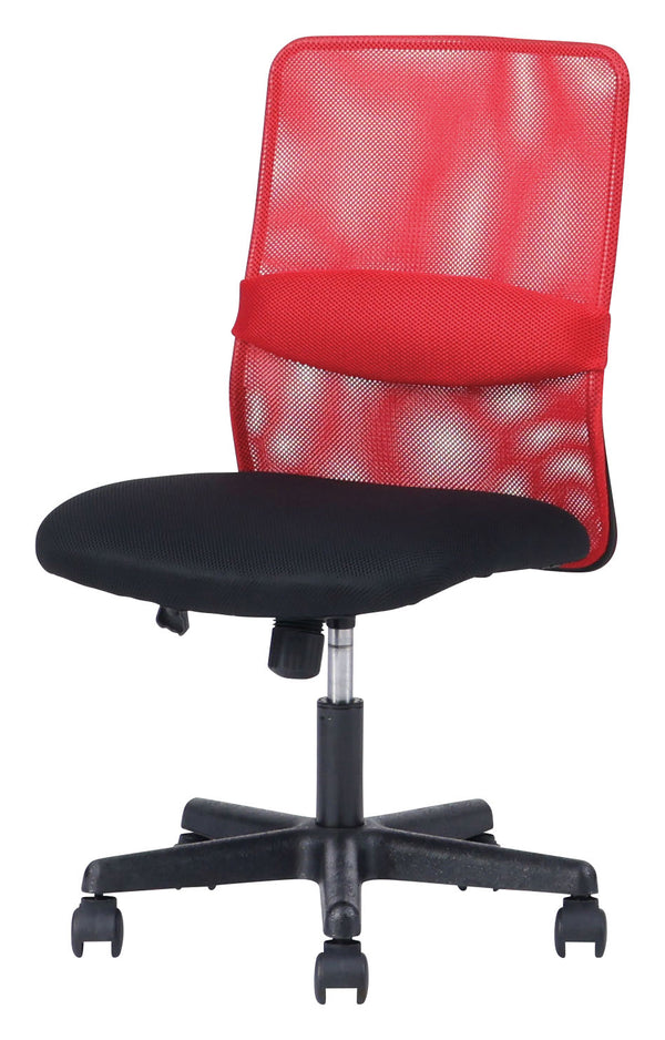 ランバーメッシュ オフィスチェア 肘無 #レッド