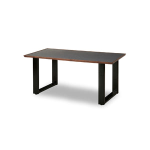 メグロ ダイニングテーブル #ウォールナット × メラミン グレー石目 #幅150cm #スチール脚A