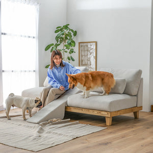 フラッフィル 3人掛けソファ 幅184cm スロープ付 ペット対応 カバーリング #ストーンホワイト