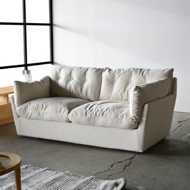 モダン ホワイトファブリックソファ 3人掛け ソファ ソファー ファブリック 3人掛け 片肘 カウチソファ スツール