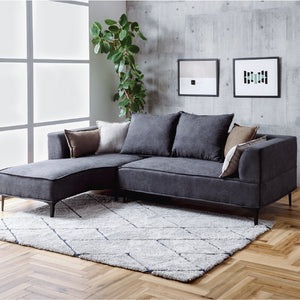 コモル カウチソファ 組み換え クッション付 お掃除ロボット対応 ファブリック #ダークグレー #左カウチ