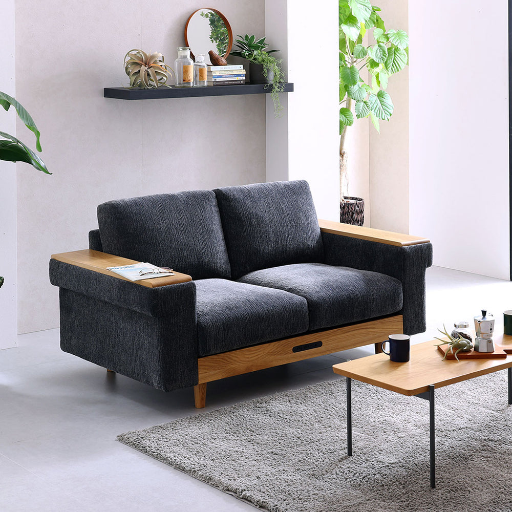 マッシュ 2人掛けソファ ファブリック オーク無垢 幅158㎝