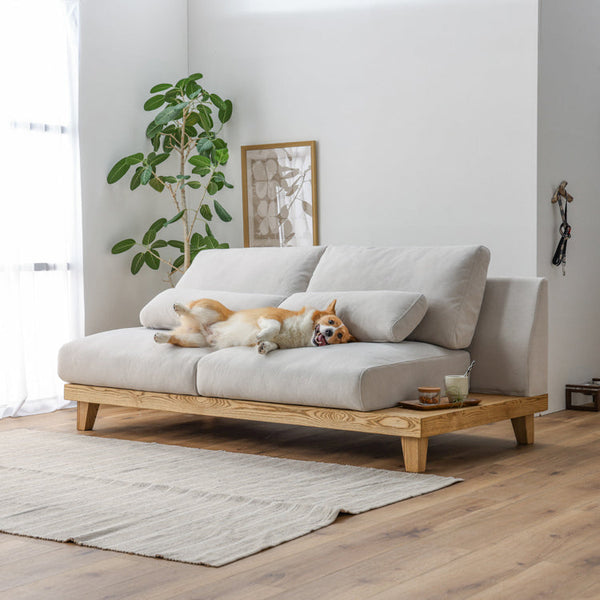 フラッフィル 3人掛けソファ 幅184cm スロープ付 ペット対応 カバーリング #ストーンホワイト