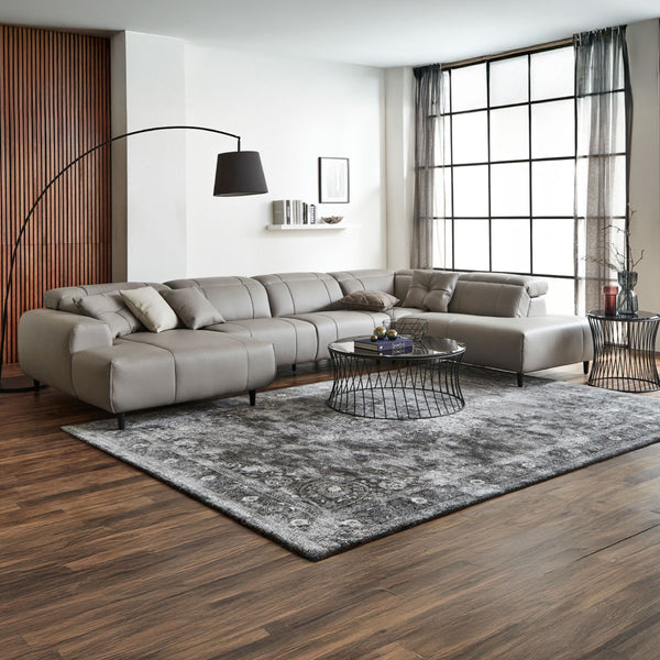 インぺリアLX　左コーナー右シェーズ　幅377cm #SILT21 スノーホワイト（シルキーレザーテックス） #シルキーレザーテックス